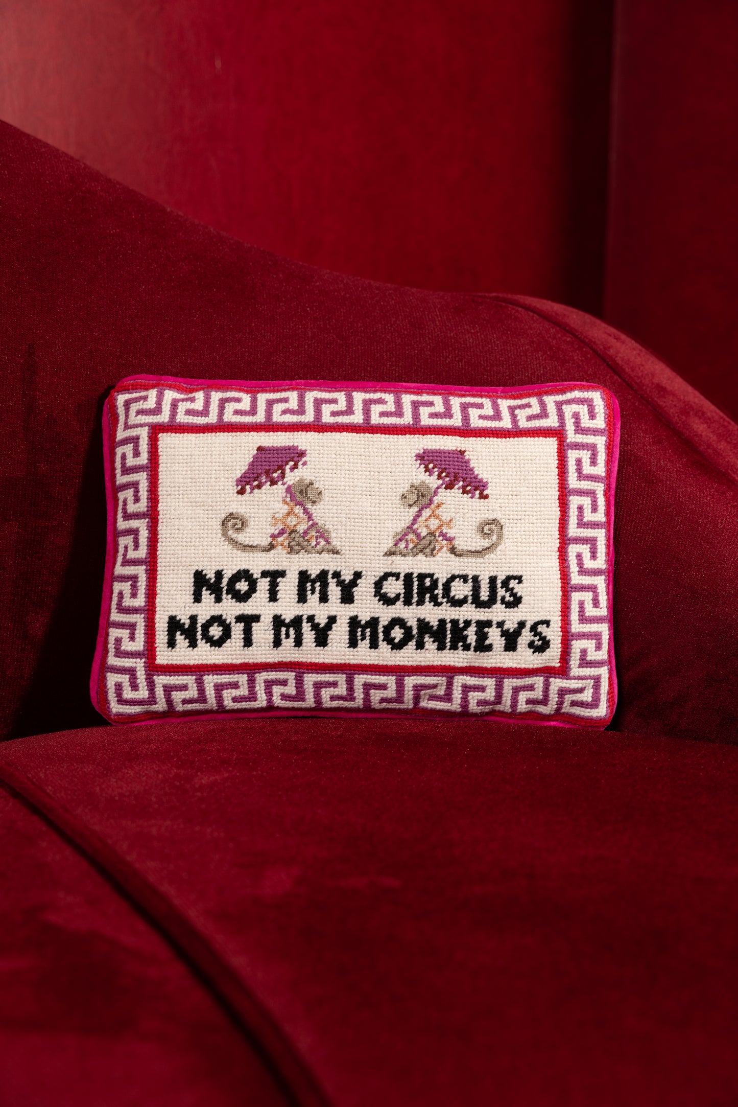 Not My Circus Needlepoint Pillow