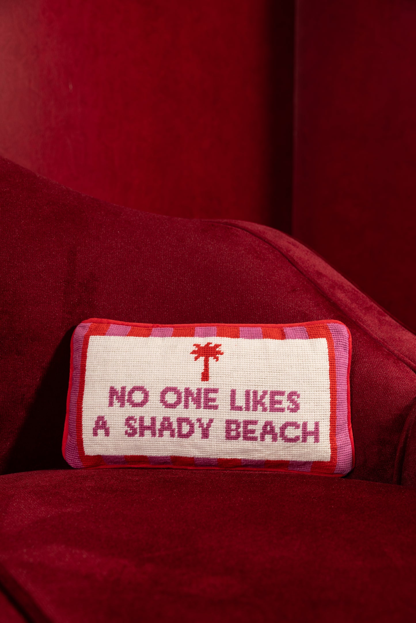 Shady Beach Needlepoint Pillow