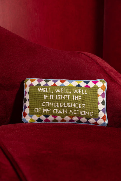 Well Well Well Needlepoint Pillow